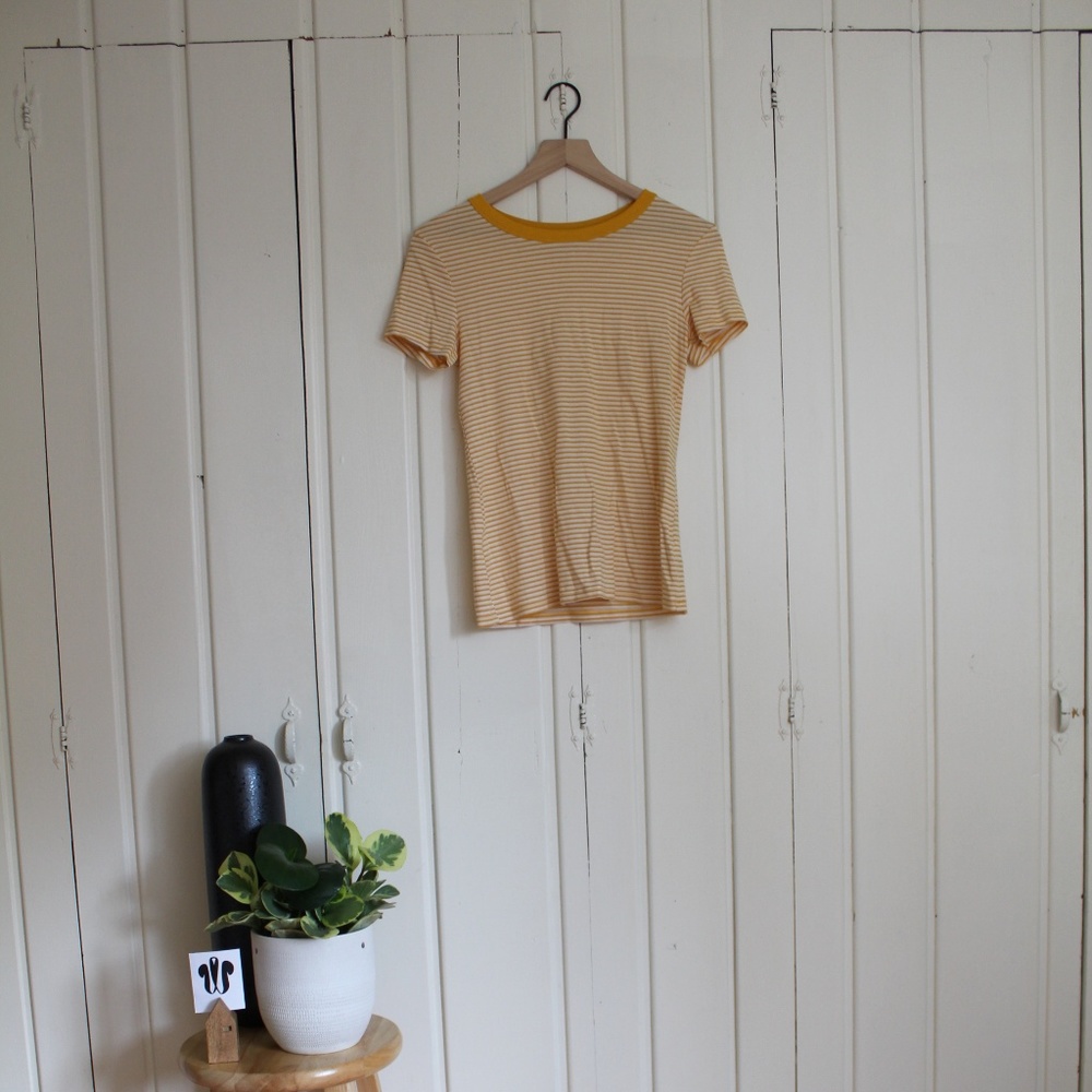 Mustard Striped Retro T-Shirt